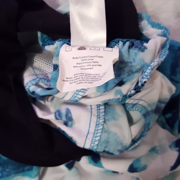 2/$20 Zumba Teal White Logo Print Cargo Pants, Zip Pockets, Woman Small - Picture 6 of 15